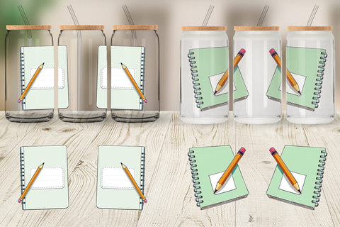 Glass Can Pencil and Notebook Sublimation artnoy 