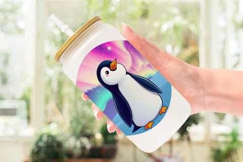 Glass Can Penguin and Aurora Borealis Sublimation artnoy 
