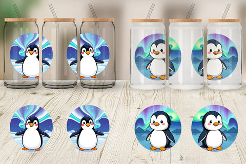 Glass Can Penguin and Aurora Borealis Sublimation artnoy 