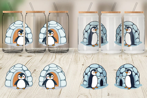 Glass Can Penguin and Igloo Sublimation artnoy 