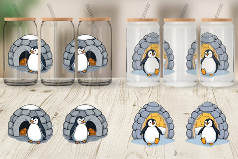 Glass Can Penguin and Igloo Sublimation artnoy 