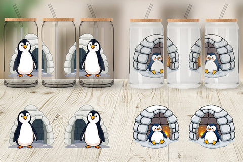 Glass Can Penguin and Igloo Sublimation artnoy 
