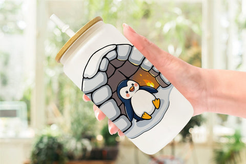 Glass Can Penguin and Igloo Sublimation artnoy 