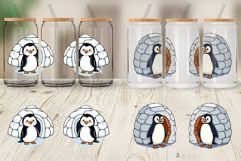 Glass Can Penguin and Igloo Sublimation artnoy 