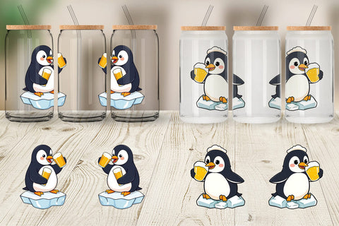 Glass Can Penguin Beer Day Sublimation artnoy 