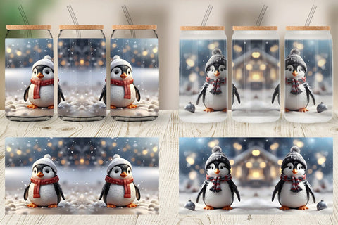 Glass Can Penguin Christmas Sublimation artnoy 