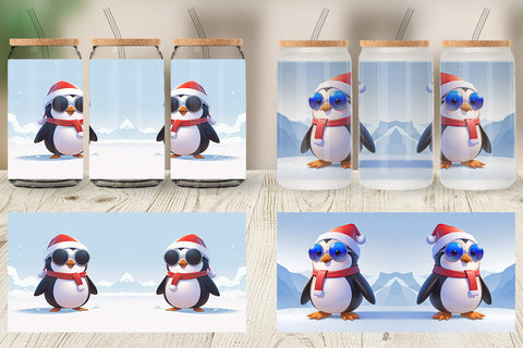 Glass Can Penguin Christmas Sublimation artnoy 
