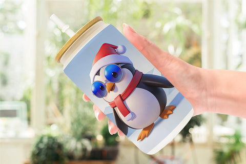 Glass Can Penguin Christmas Sublimation artnoy 