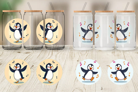Glass Can Penguin Dancing Sublimation artnoy 