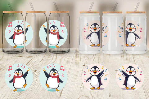 Glass Can Penguin Dancing Sublimation artnoy 