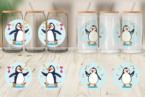 Glass Can Penguin Dancing Sublimation artnoy 