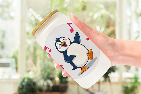 Glass Can Penguin Dancing Sublimation artnoy 