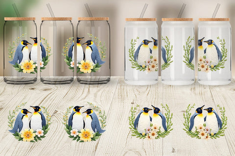 Glass Can Penguin Embroidery Sublimation artnoy 