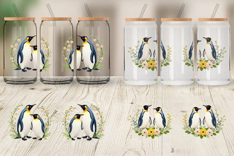 Glass Can Penguin Embroidery Sublimation artnoy 