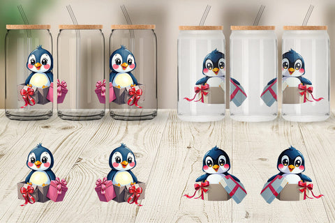 Glass Can Penguin Gift Sublimation artnoy 
