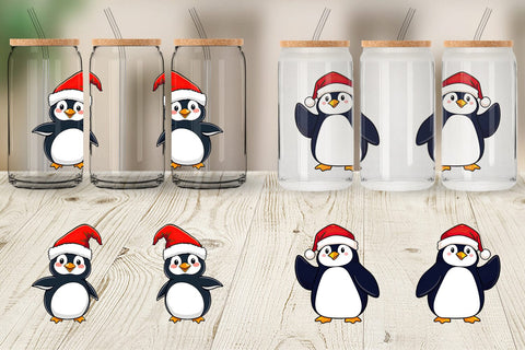 Glass Can Penguin in a Santa Hat Sublimation artnoy 
