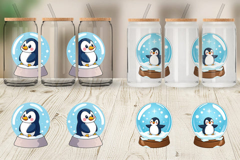 Glass Can Penguin in a Snow Globe Sublimation artnoy 