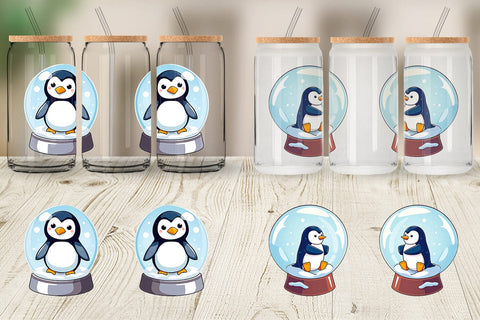 Glass Can Penguin in a Snow Globe Sublimation artnoy 