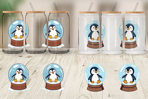 Glass Can Penguin in a Snow Globe Sublimation artnoy 