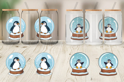 Glass Can Penguin in a Snow Globe Sublimation artnoy 