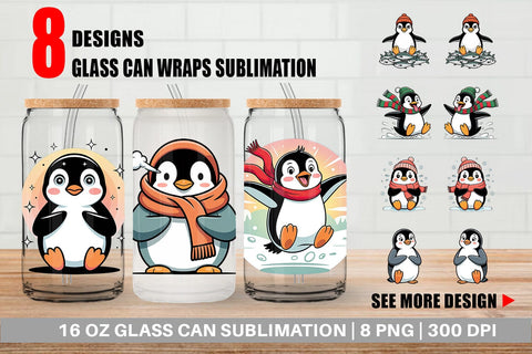 Glass Can Penguin Mood Sublimation artnoy 