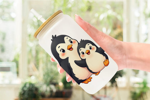 Glass Can Penguin Mother's Day Sublimation artnoy 