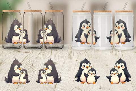 Glass Can Penguin Mother's Day Sublimation artnoy 