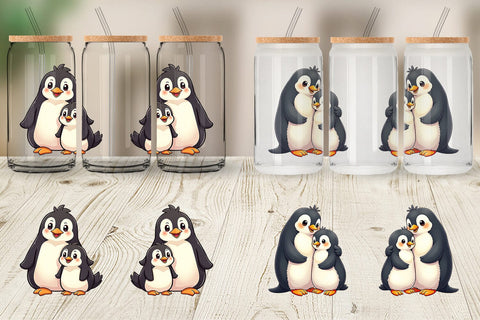 Glass Can Penguin Mother's Day Sublimation artnoy 