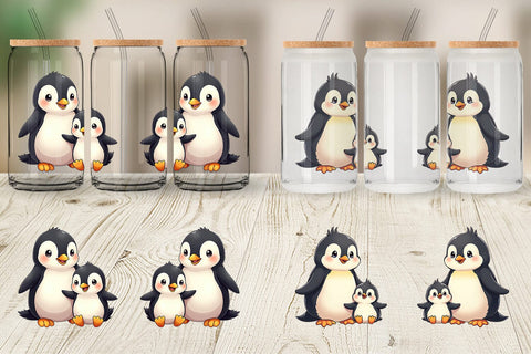 Glass Can Penguin Mother's Day Sublimation artnoy 