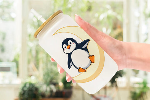 Glass Can Penguin on a Crescent Moon Sublimation artnoy 