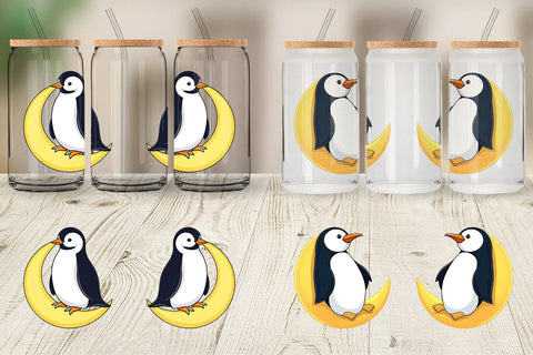 Glass Can Penguin on a Crescent Moon Sublimation artnoy 