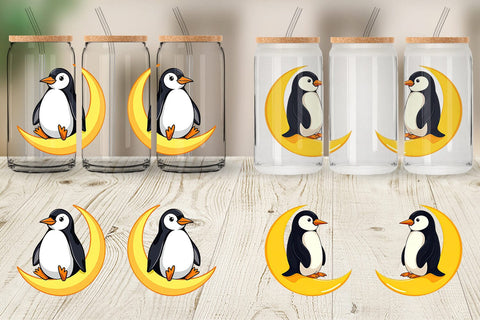 Glass Can Penguin on a Crescent Moon Sublimation artnoy 