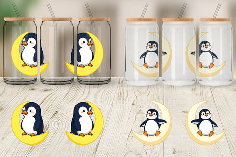 Glass Can Penguin on a Crescent Moon Sublimation artnoy 