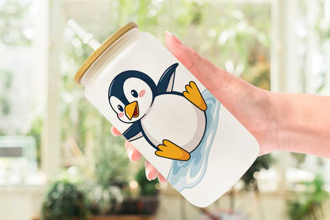 Glass Can Penguin Sliding on Ice Sublimation artnoy 