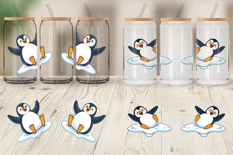 Glass Can Penguin Sliding on Ice Sublimation artnoy 