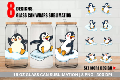 Glass Can Penguin Sliding on Ice Sublimation artnoy 