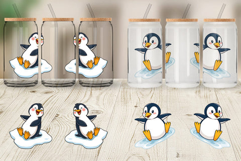 Glass Can Penguin Sliding on Ice Sublimation artnoy 