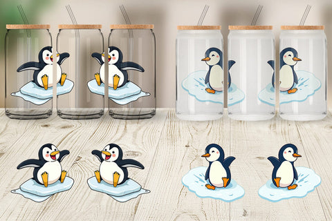 Glass Can Penguin Sliding on Ice Sublimation artnoy 