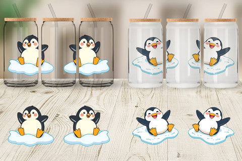 Glass Can Penguin Sliding on Ice Sublimation artnoy 
