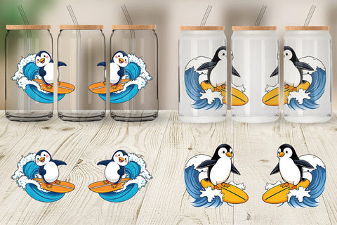 Glass Can Penguin Surfing a Wave Sublimation artnoy 