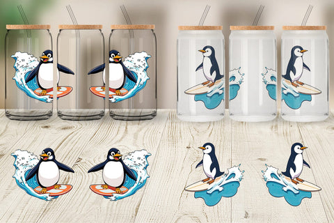 Glass Can Penguin Surfing a Wave Sublimation artnoy 