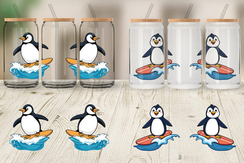 Glass Can Penguin Surfing a Wave Sublimation artnoy 