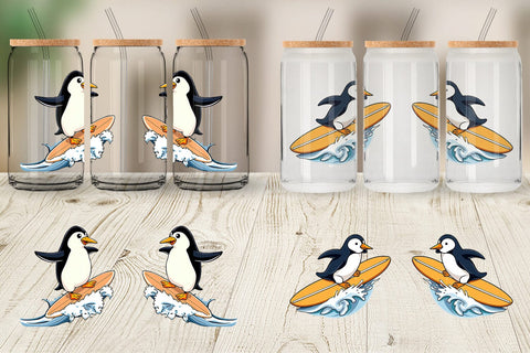 Glass Can Penguin Surfing a Wave Sublimation artnoy 