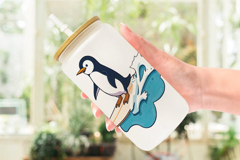 Glass Can Penguin Surfing a Wave Sublimation artnoy 