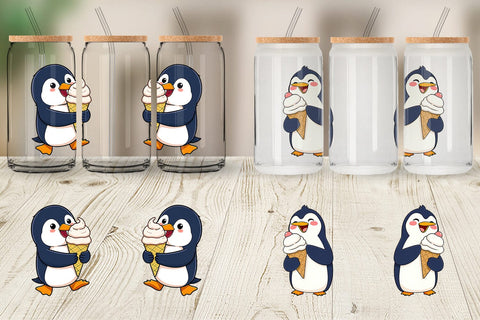 Glass Can Penguin with an Ice Cream Sublimation artnoy 