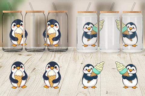 Glass Can Penguin with an Ice Cream Sublimation artnoy 