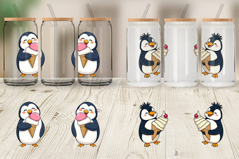 Glass Can Penguin with an Ice Cream Sublimation artnoy 