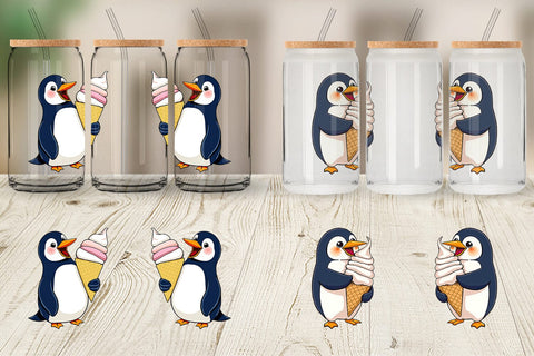 Glass Can Penguin with an Ice Cream Sublimation artnoy 