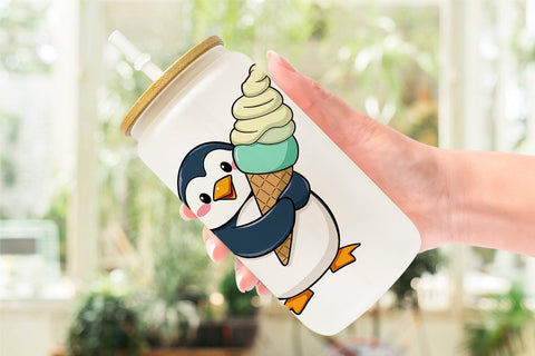 Glass Can Penguin with an Ice Cream Sublimation artnoy 