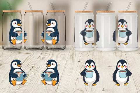 Glass Can Penguin with Hot Cocoa Sublimation artnoy 